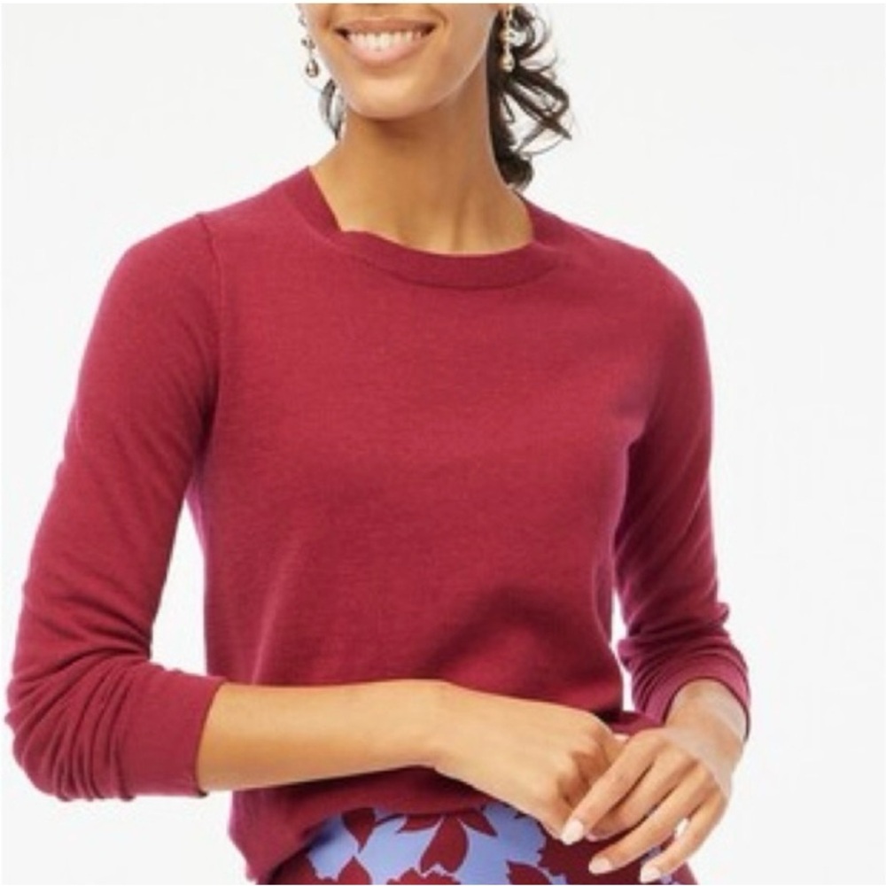 J. Crew Teddie Cotton Wool Sweater Berry Color Size XL